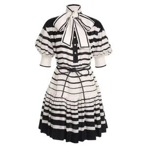 Zimmermann Black and White Striped Mini Dress